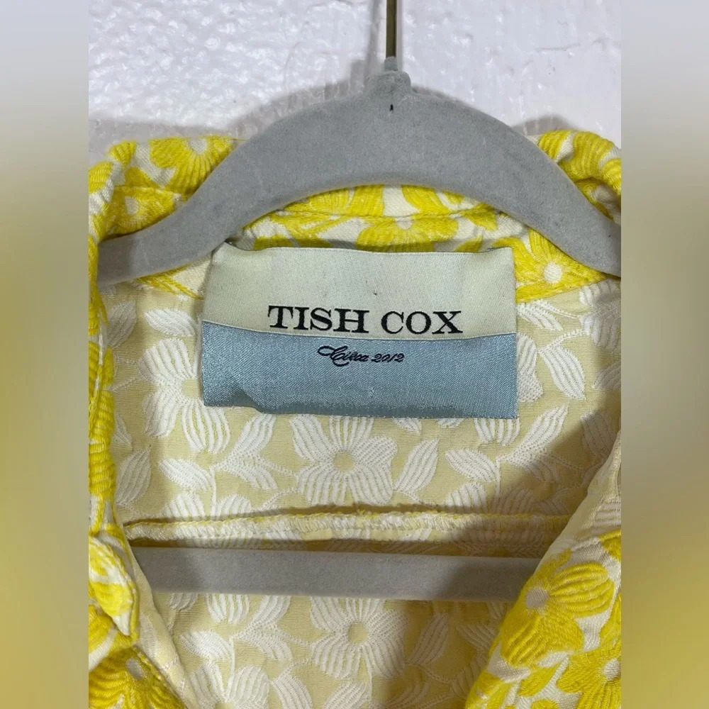 Tish Cox Floral Embroidered Popover Blouse Top Yellow White  Women’s Medium - Picture 12 of 12